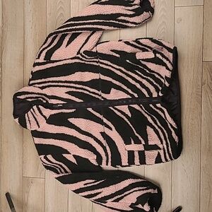 GOLF Wang Melted Sherpa Fleece Black Pink Swirl Mens Medium Full Zip Cozy Jacket